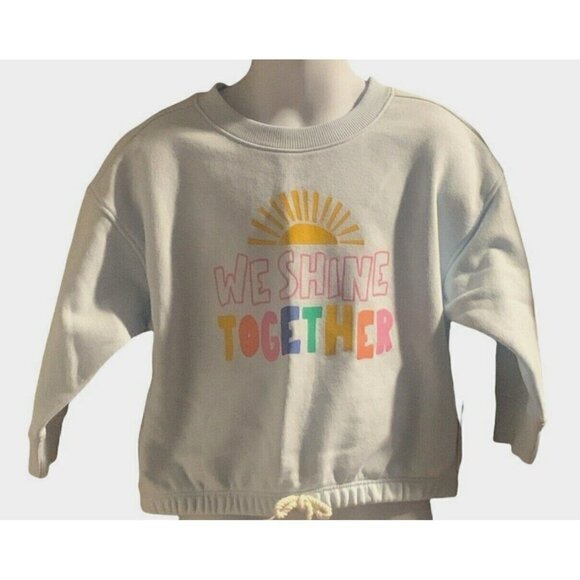 Old Navy Girls Graphic Sweatshirt Size 2T Light Blue Drawstring Hem Long Sleeve - Picture 1 of 11